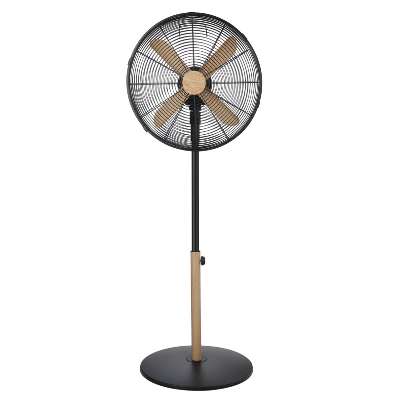 Scandi 125cm Oscillating Pedestal Fan, Black/Brown