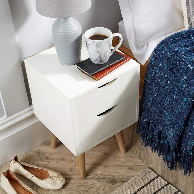Kennedy 2 Drawer Bedside Storage Table, White