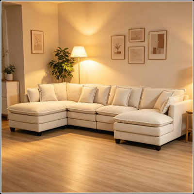 149.61" 4-Seat Modular Sofa with 2 Ottomans