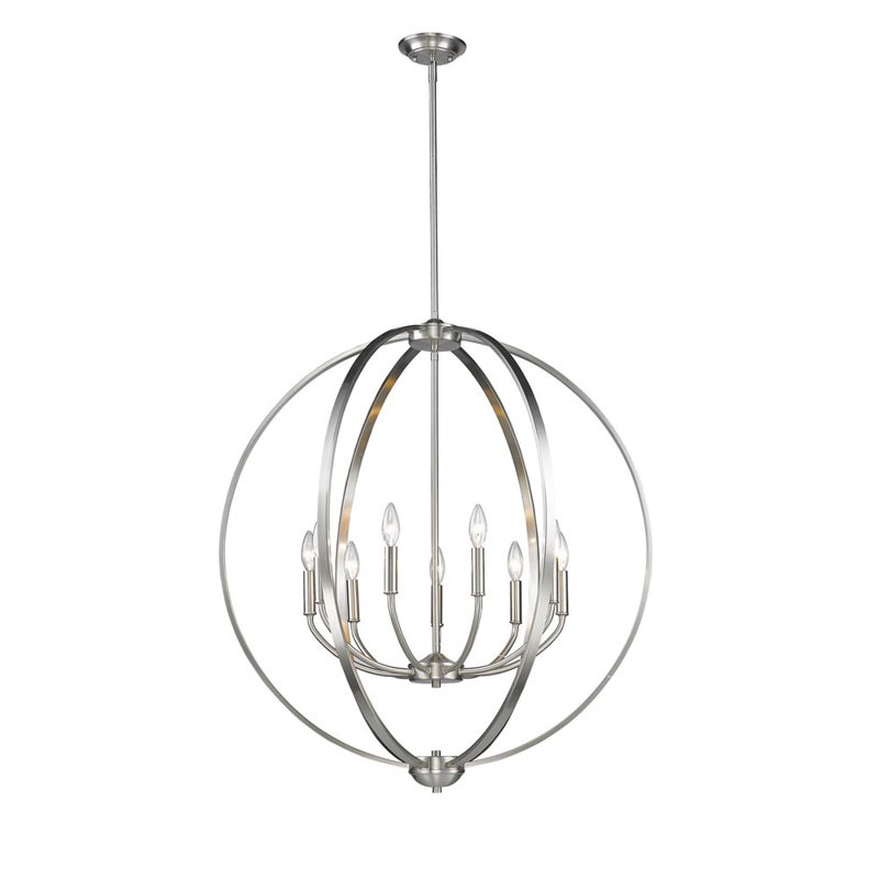Petitt 9 - Light Dimmable Chandelier, No Shade, Pewter