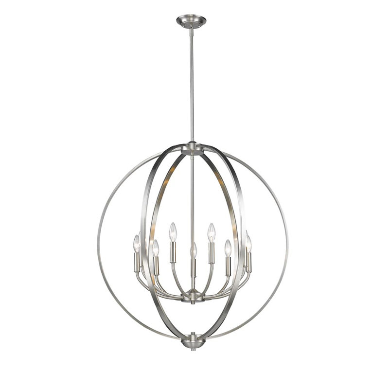 Petitt 9 - Light Steel Dimmable Chandelier, No Shade, Pewter