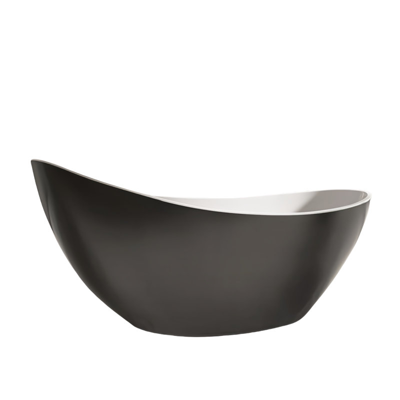 62.99'' x 31.5'' Soaking Acrylic Bathtub, Black/White
