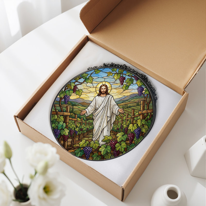Vitrail vitrail Jesus Vineyard ， 12 ", H 12 po