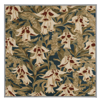Machine Washable Botanical Brown Area Rug