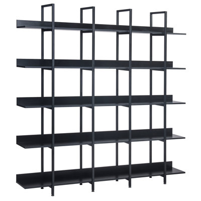 Bibliothèque à 5 niveaux avec bureau ouvert, tablette de style industriel rétro avec structure en métal