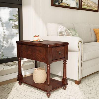 Table de bout étroite avec tiroir et étagère de rangement Montevideo