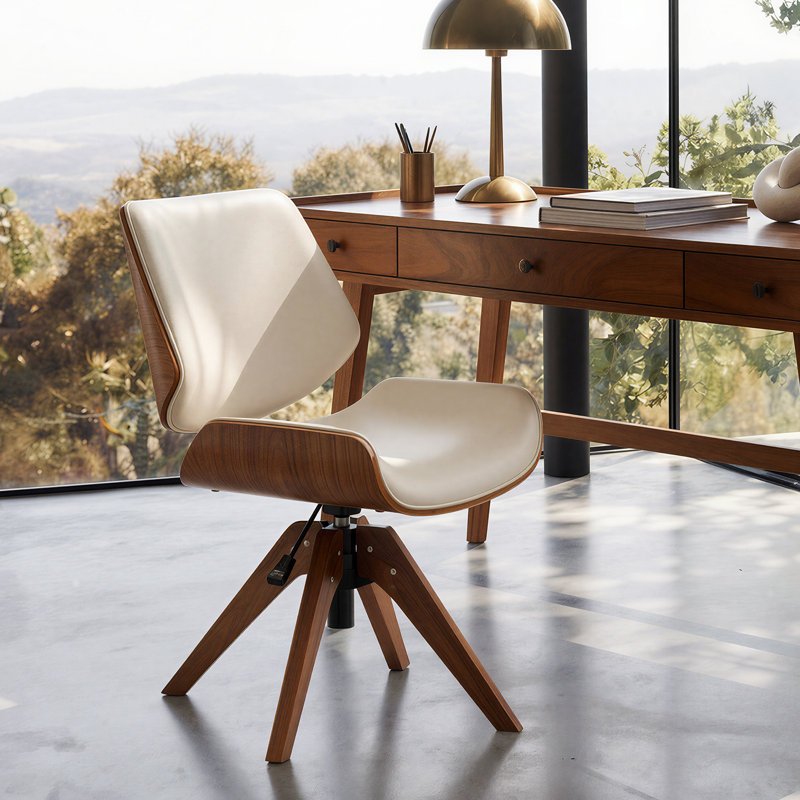 Chaise de bureau Oswina, Ivory Leather