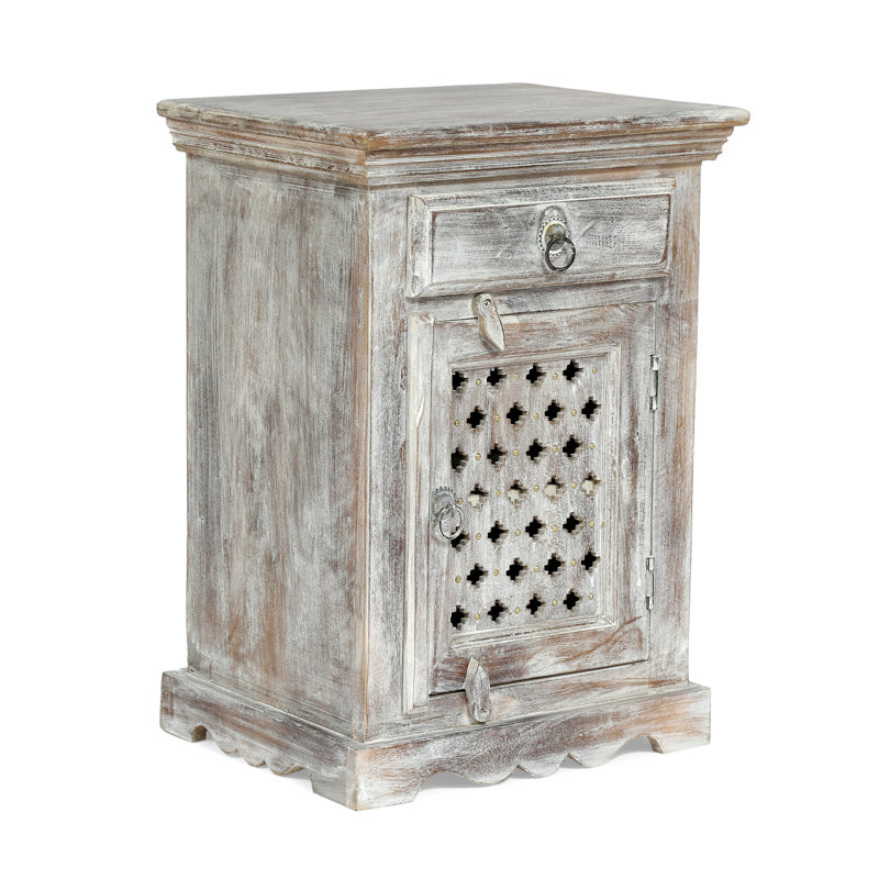 Table de chevet en bois avec tiroir et porte - Table de chevet avec rangement | Idée de cadeau