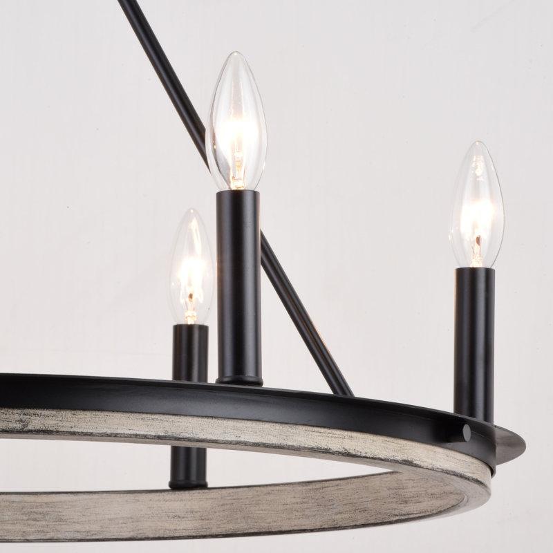 Lustre en roue de chariot à 6 lumières Borica