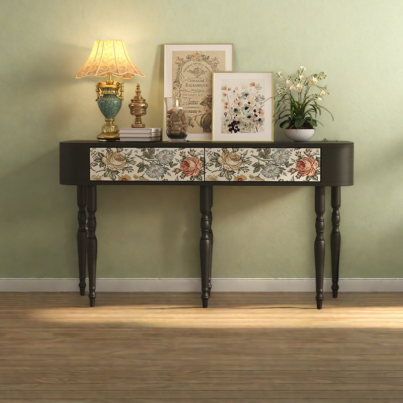Élégante console en bois à pieds hauts, H 31,5 po x l 55,12 po x P 15,75 po