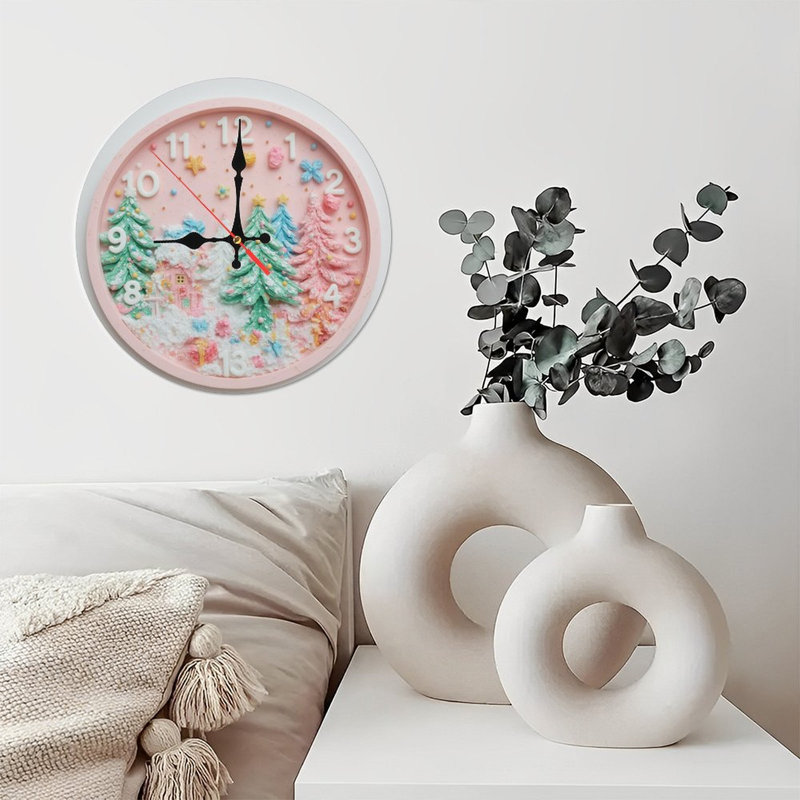 Horloge de Noël avec trains et bonhomme de neige