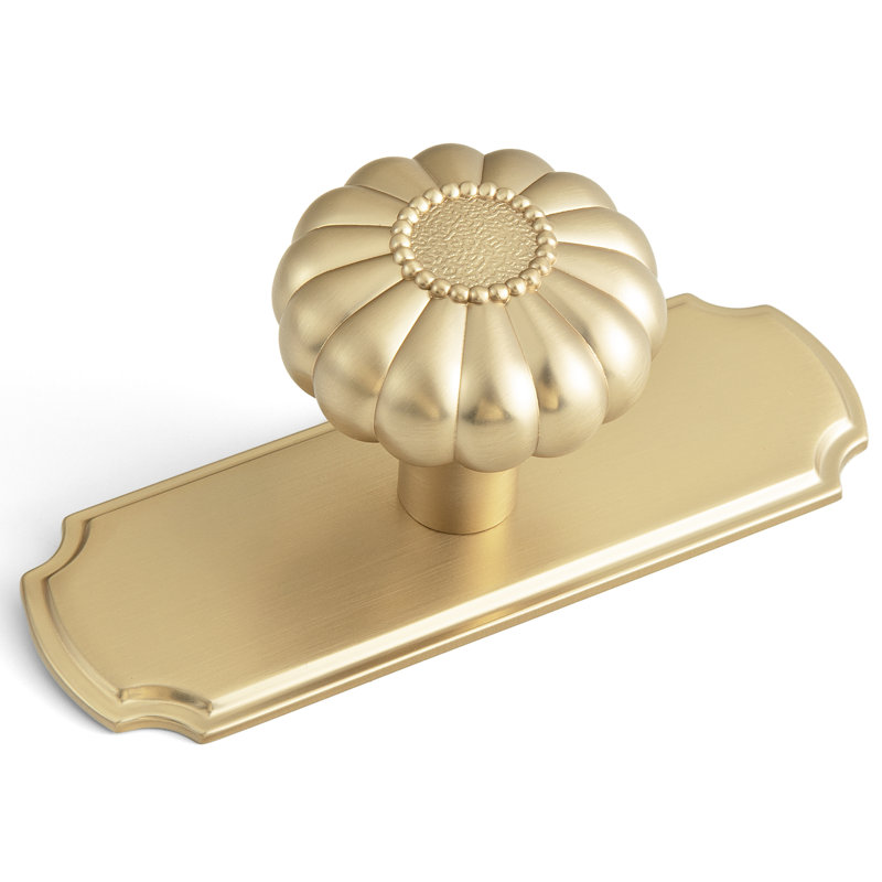 1 poignée de champignon 3 po avec plaque arrière, Bronze champagne, 1 37/64"