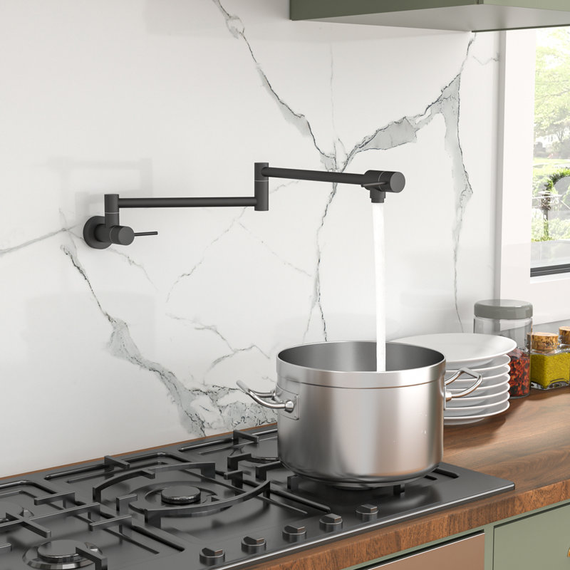 Robinet de cuisine mural rotatif ° en laiton noir mat moderne