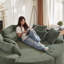 Canapé rond surdimensionné en velours côtelé de 78,5 pouces, convertible en deux fauteuils inclinables, canapé-lit 2 en 1, conception de coussin pour le cou avec cinq coussins décoratifs-843810438