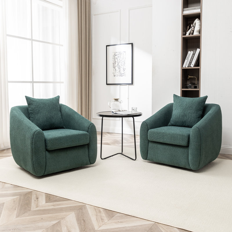 Duston 32'' Wide Upholstered Swivel Chair, Green