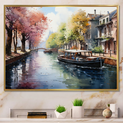 " Green Canal Waterways Pointillismpointillism "