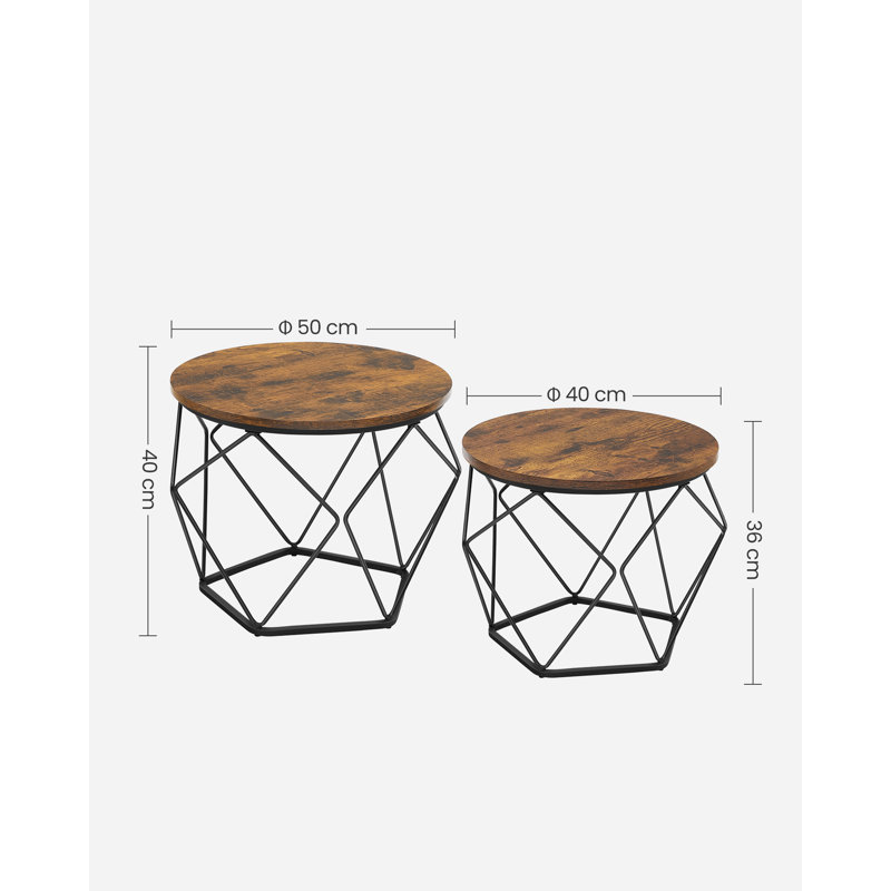 Apison 2 Piece Coffee Table Set, Rustic Brown/Black