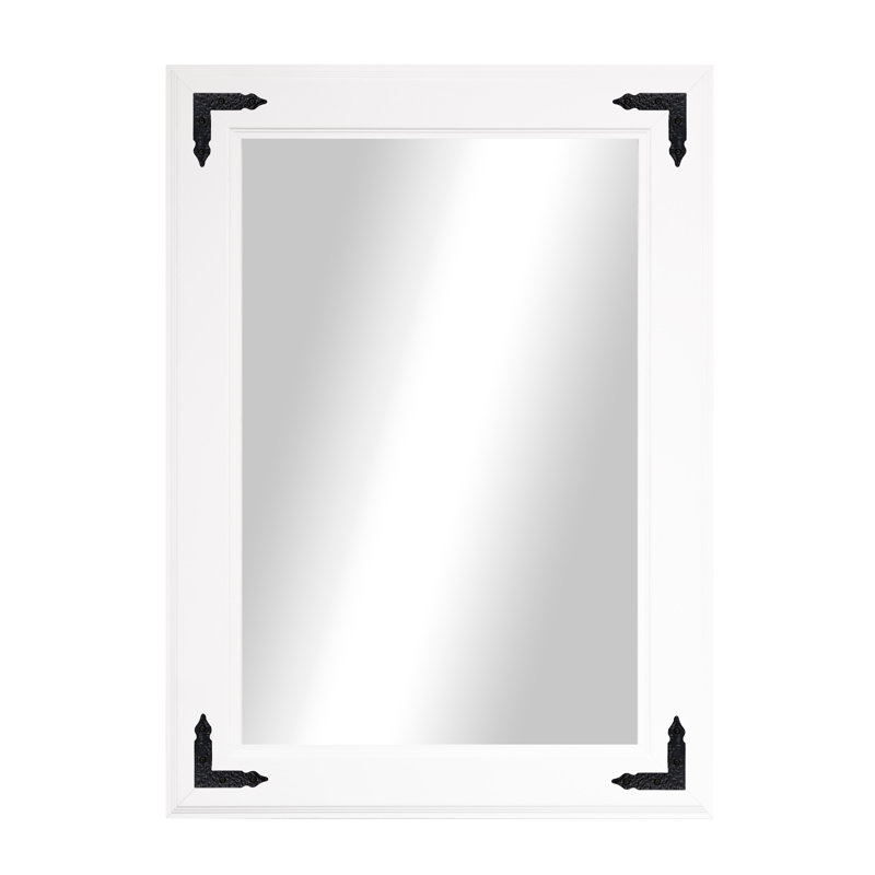 Rayne Heritage Hardwood Poplar Mirror With Decorative Corner Brackets, 26 x 33, White
