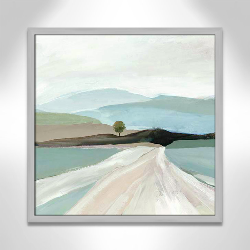 «Modern Pathway» par Asia Jensen - Art encadré avec fond perdu, H 23,5 po x l 23,5 po x P 1,25 po, Cadre argenté mat
