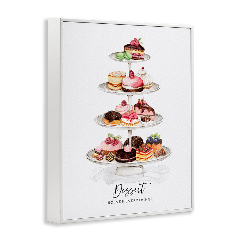 Dessert Solves Everything Framed Giclee Art, design by Joy Hall, 14" H x 11" W, Coastal White Framed Giclee