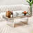 Rectangular Mirror Coffee Table With Fluted Tempered Glass, Modern Sofa Side Table