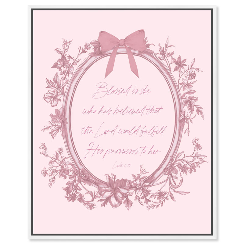  «Blessed is She Mirror», art mural encadré, toile blanche, cadre blanc, 16 x 20, 21"H x 17"W, Cadre blanc