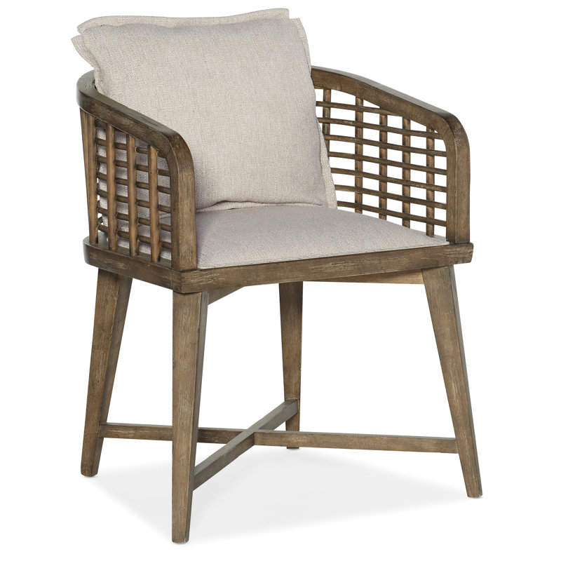 Chaise avec accoudoirs à garniture piquée, Brun