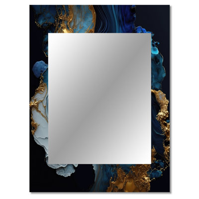 Abstract Geode Marble Blue III - Marble Large Mirror, Modern Unique Wall Mirror Decor, Printed Metal Art