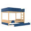 Grand lit superposé avec lit gigogne en MDF bleu + pin + contreplaqué, conception de voiture-1220664703-1220664689