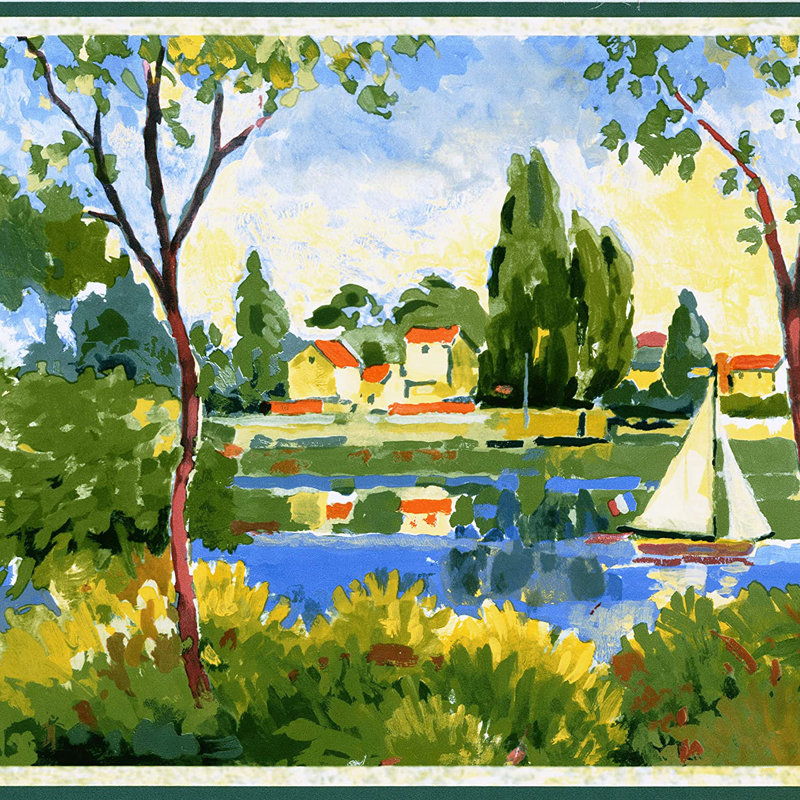 Bordure de papier peint L 15 pi x l 9,5 po Trees River