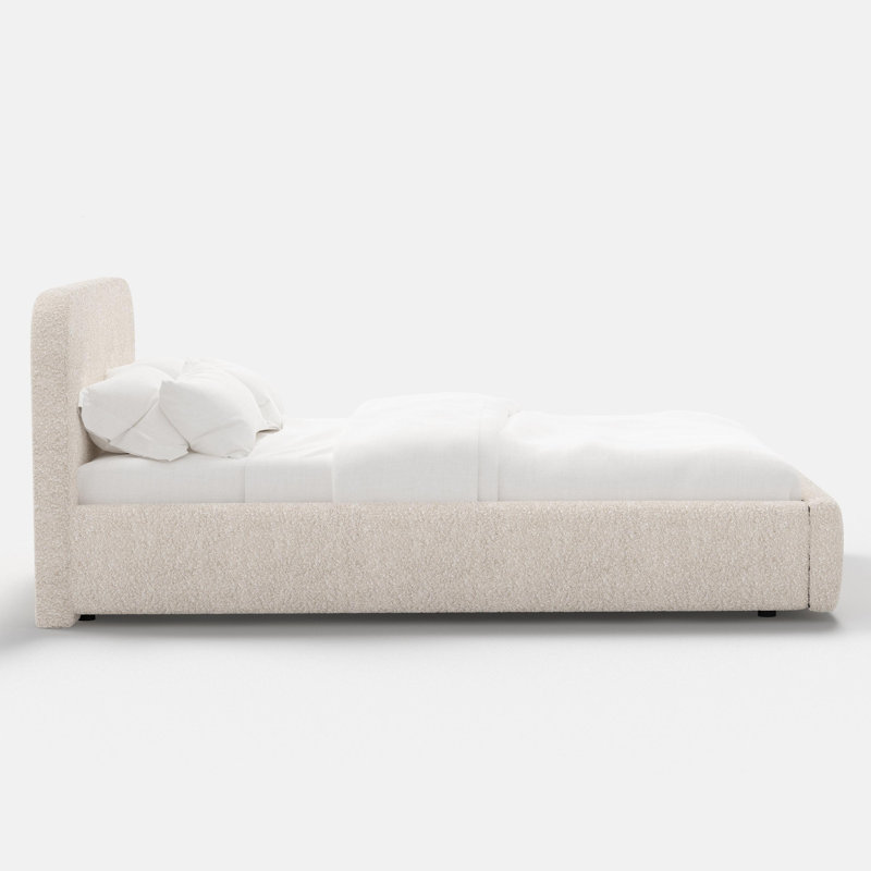 Daphne Platform Bed, Plush Boucle Ivory, Full