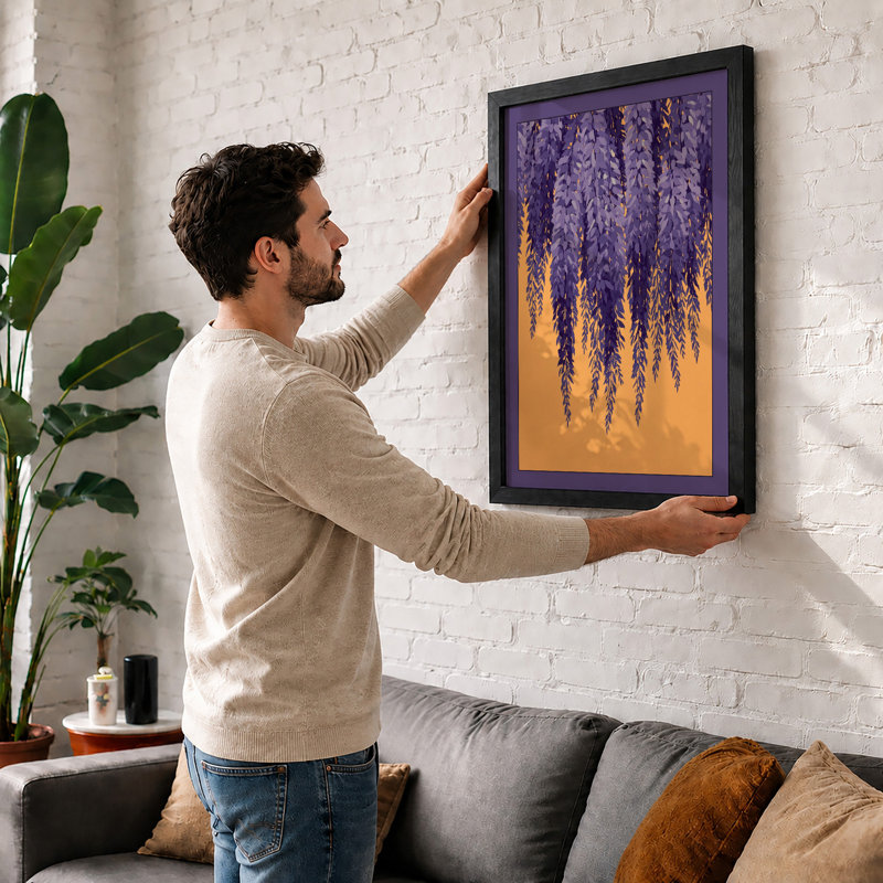 Cascading Purple Blooms Botanical - Print, Unframed, A4 - 29.7 x 21.0 cm
