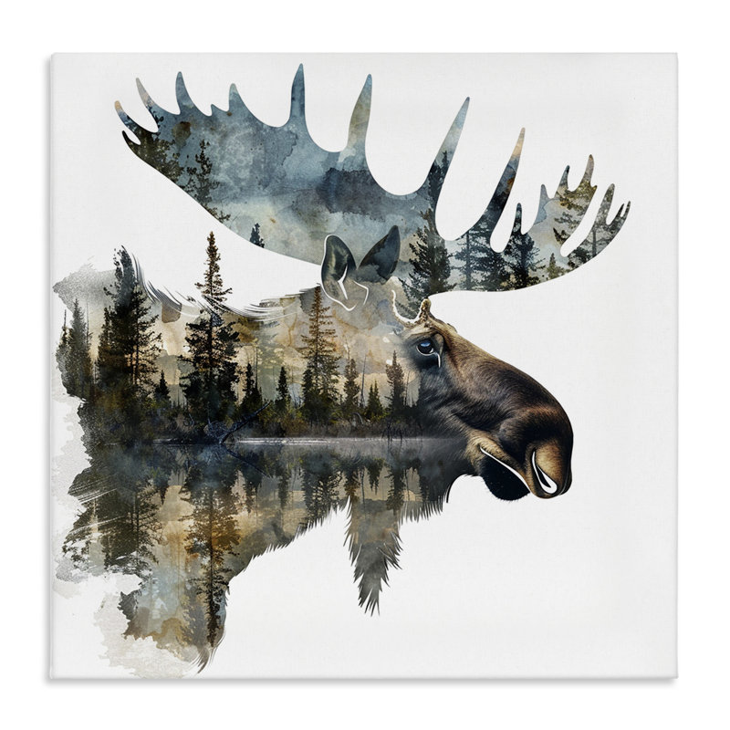  «Moose Head Silhouette» par LSR Design Studio, H 17 po x l 17 po