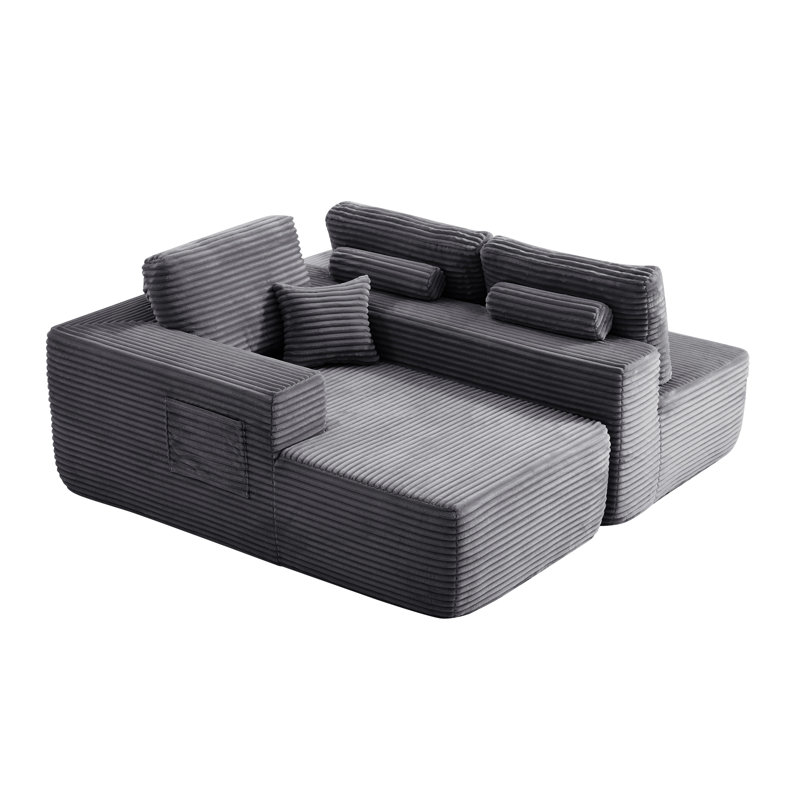 Cloud Sectional Sofa With L-Shape Chaise And Side Pockets, Modern Modular Design, Deep Seating, Upholstered Couch For Living Room/Bedroom, No Assembly Required (Plush Fabric), Left-Facing