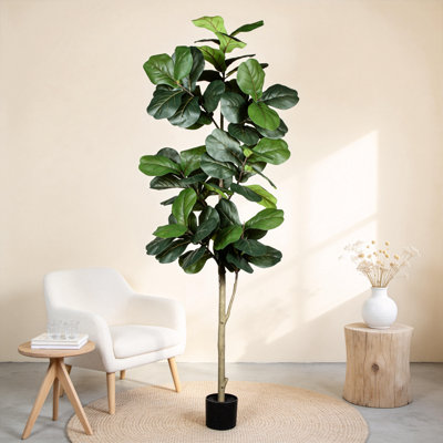 7ft Artificial Fiddle Leaf Fig - Tall Faux Plant with Realistic Leaves for Grand Decor