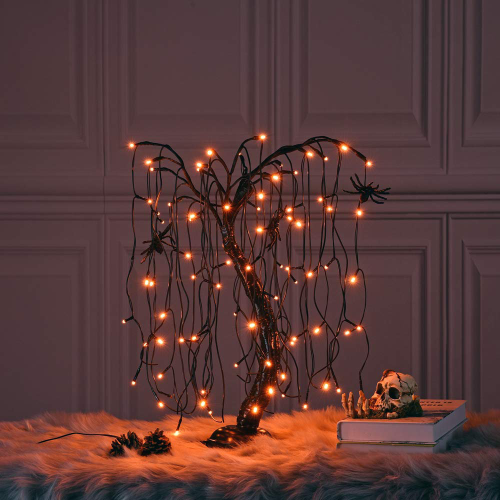 24" Halloween LED Bonsai Tree, Orange