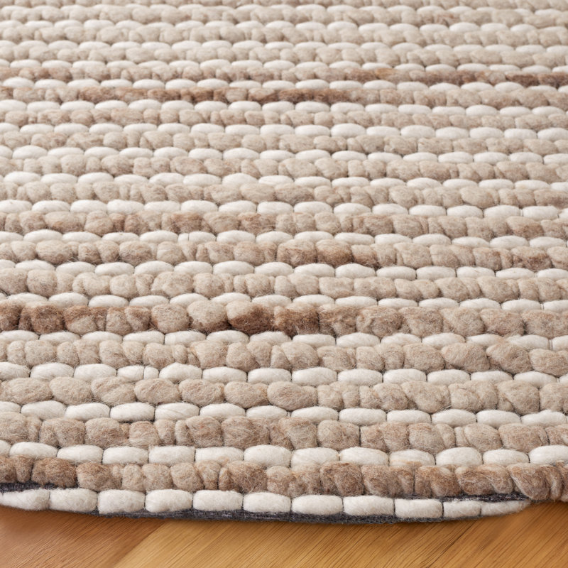Sumler Hand Woven Wool Striped Rug, Round 6'