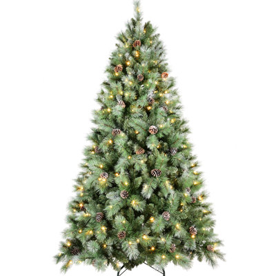 5ft Christmas Tree With 200 Pre - Strung Warm White Led Lights, 694 & Hard Needle Tips, 51 Pine , Quick Shaping Tree, Soft Glowing Mixed Stable Stand Base