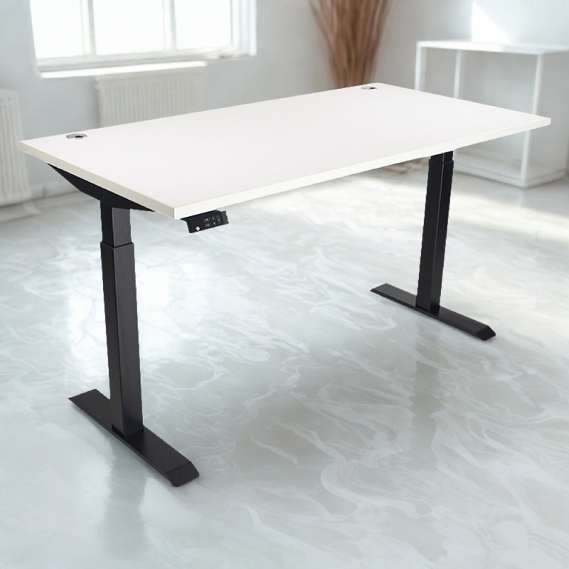 Skyscraper Electric Height Adjustable Standing Desk, Dual Motor and Digital Control with Memory, 60x30, White Top with Black Frame