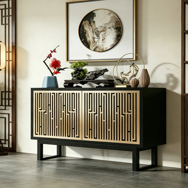 Buffet luxueux rétro de style chinois, 35.4" H x 70.8" W x 15.7" D