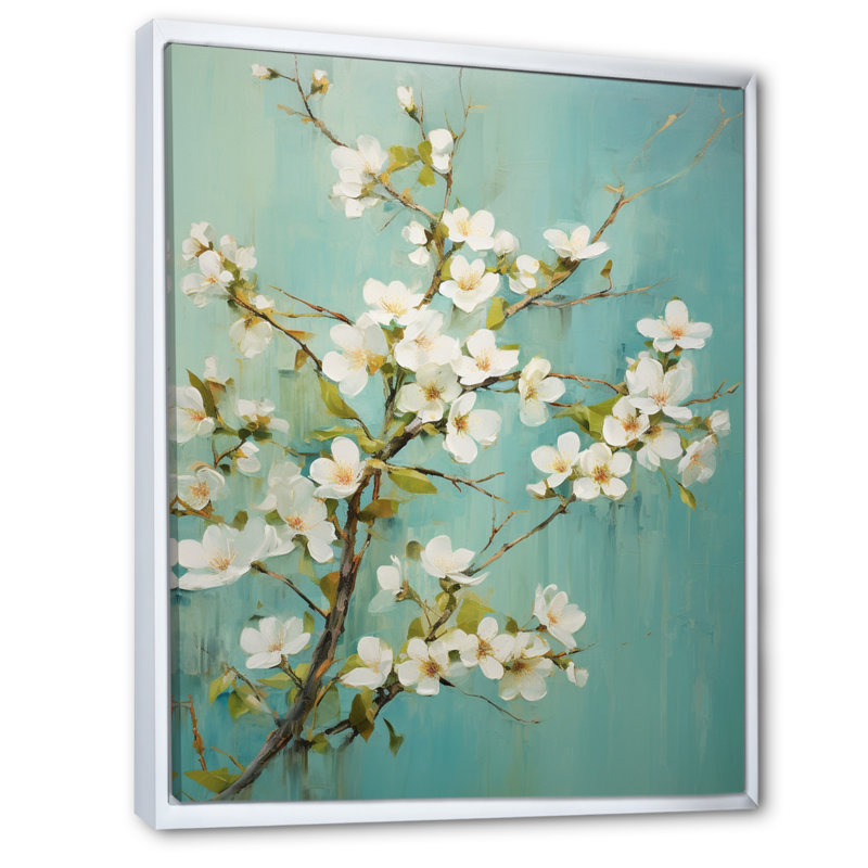 Fleur de pommier élégance monochromatique XXI - impressions sur toile florales, H 32 po x l 16 po x P 2 po