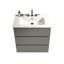 Lavabo de salle de bain moderne gris de 76 cm (30 po) - Glisse sans frottement, grand espace de rangement grâce à ses armoires, fonctionnement silencieux
