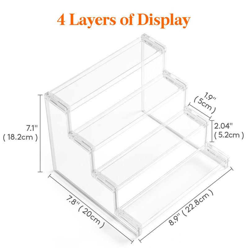 4 Tier Clear Display Risers Stand, Desktop Display Stand For Organize And Decoration