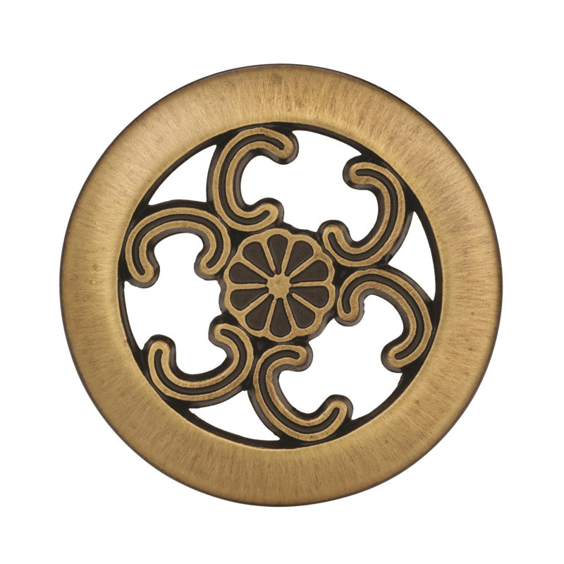 Antique Brass Round Cabinet Knob with Intricate Design