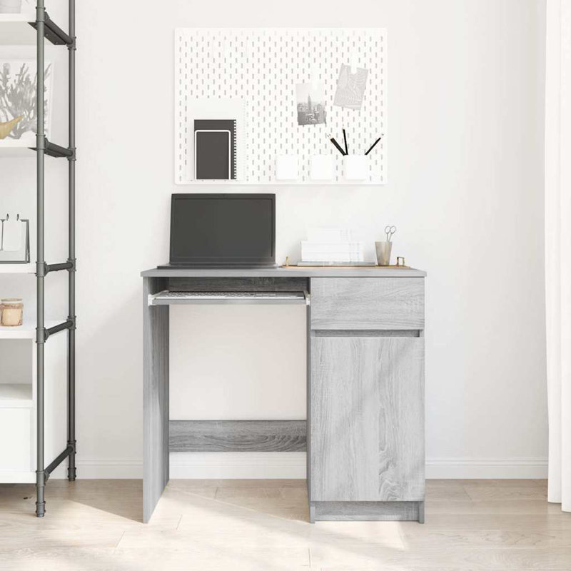 Desk Sonoma 86X49x76 Cm Engineered Wood, Grey Sonoma