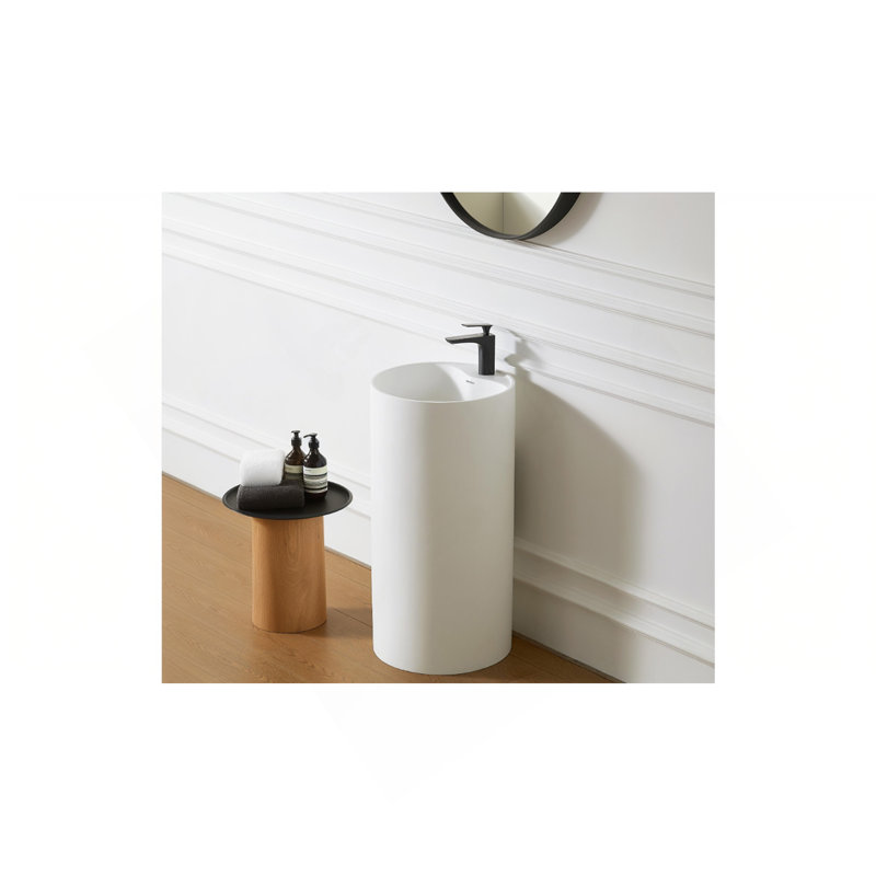 Solid Surface Pedestal Bathroom Sink Basin 66S-08