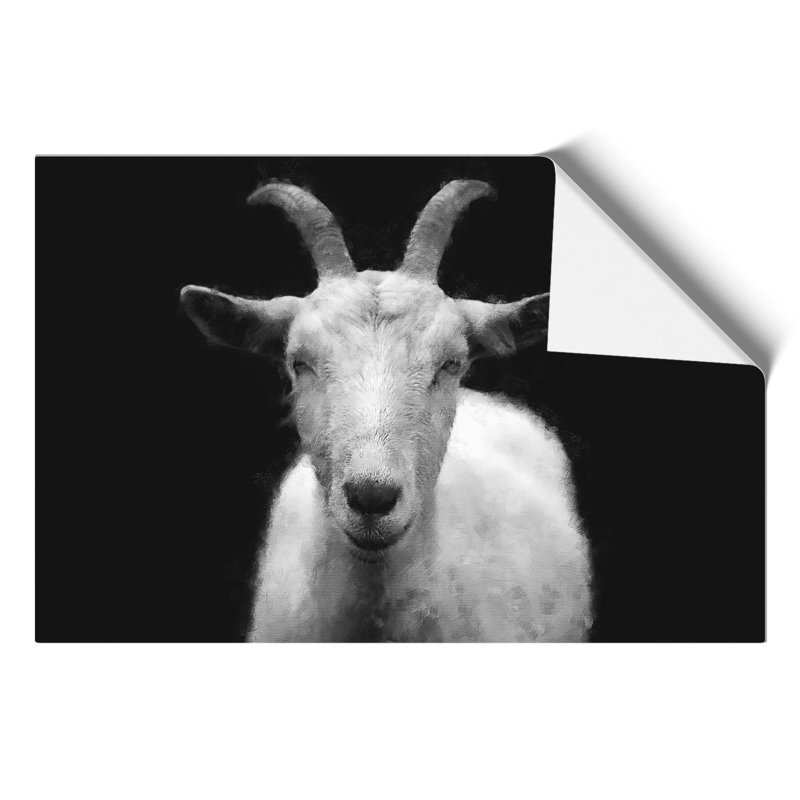 White Goat Painting - Frameless Print, 21cm H x 30cm W x 0.1cm D