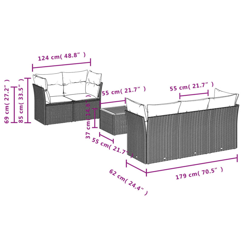 Ensemble de canapé de jardin Vidaxl noir et blanc crème