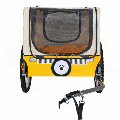 Large Folding Bike Trailer for Dogs - 20×2 1/8 Inches Wheels, Heavy-Duty Steel Frame, Spacious Design, All-Terrain Cycling, Jogging & Camping Adventure, Yellow