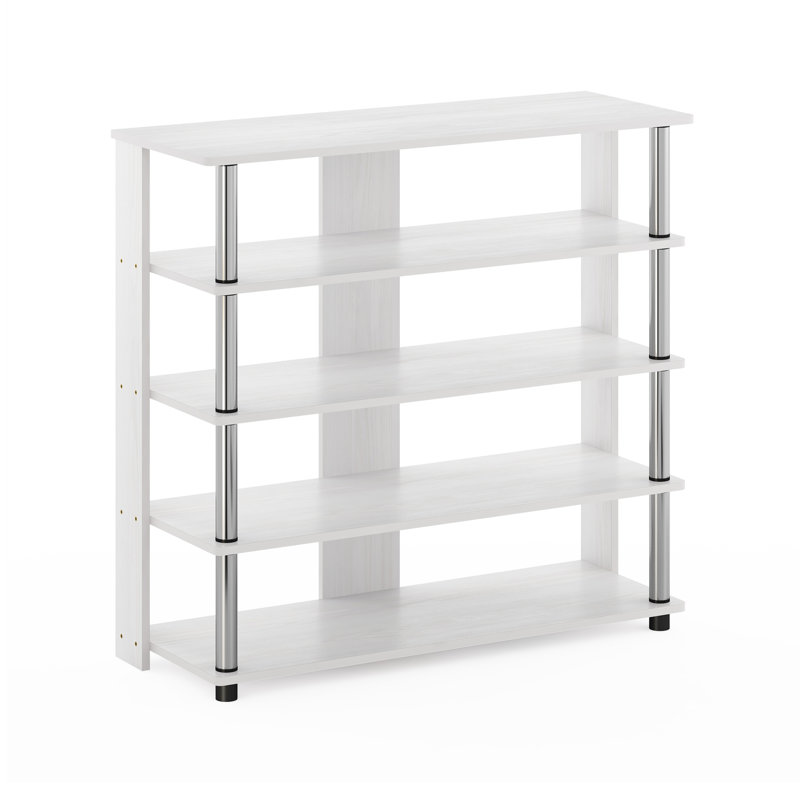 12 Pair Shoe Rack, White Oak/Chrome